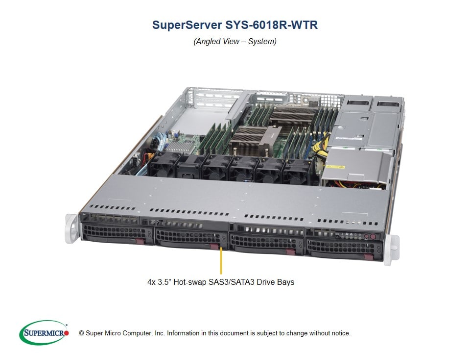 Сервер Supermicro SYS-6018R-WTRT 1U Server w/ X10DRW-IT, 750W Redundant PWS — фото 2