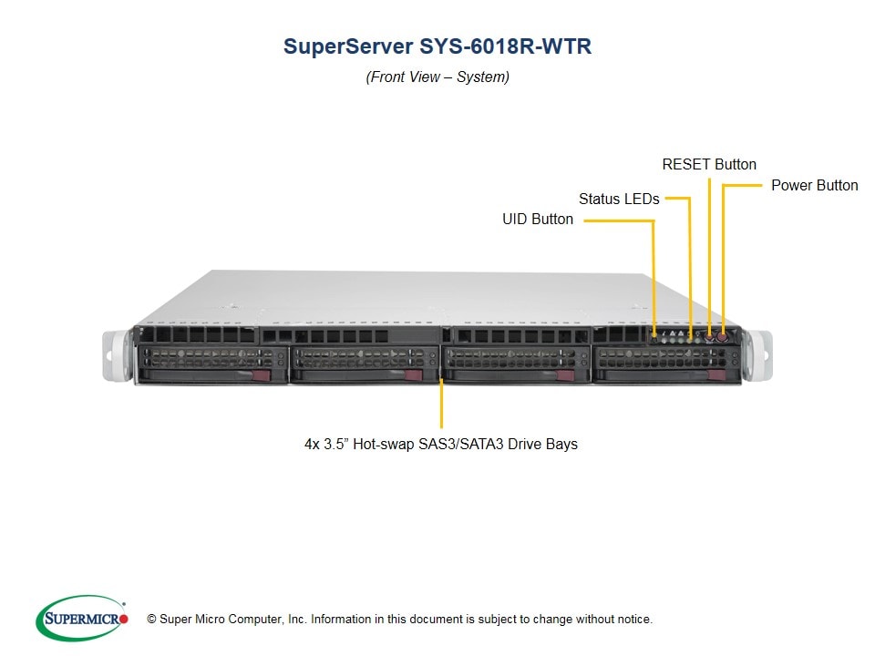 Сервер Supermicro SYS-6018R-WTRT 1U Server w/ X10DRW-IT, 750W Redundant PWS — фото 4