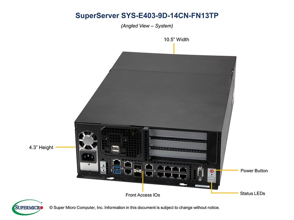 Сервер SuperMicro SYS-E403-9D-14CN-FN13TP Server (CSE-E403IF-505 + X11SDW-14CNT-TP13F) — фото 2