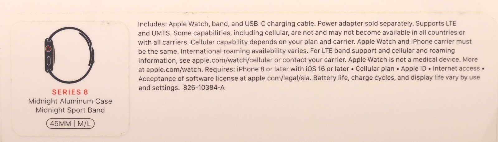 Компонент Apple Watch Series-8 45mm A2774 Midnight Mid SP Band M/L NO AC P/N: MNVL3LL/A — фото 2