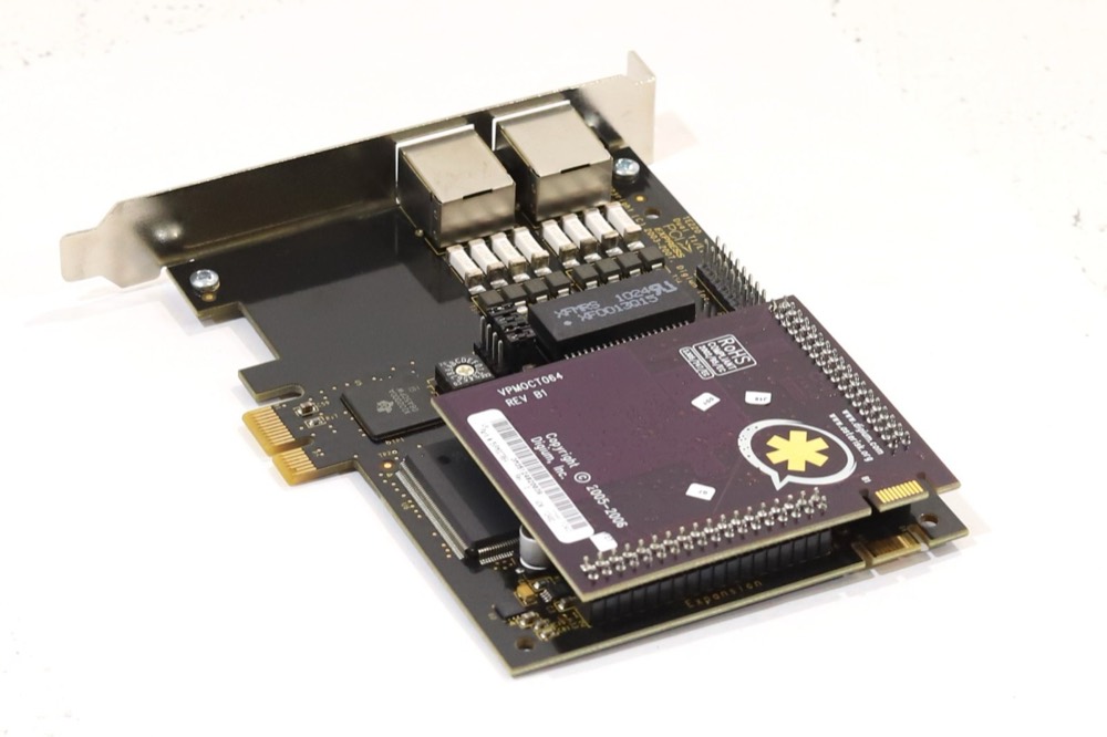 Линейная плата Digium Dual-Port T1/E1 PCIe x1 Digital Interface Card W/VPMOCT064 P/N: 5TE220 — фото 1