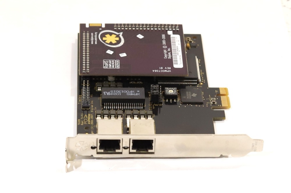 Линейная плата Digium Dual-Port T1/E1 PCIe x1 Digital Interface Card W/VPMOCT064 P/N: 5TE220 — фото 2