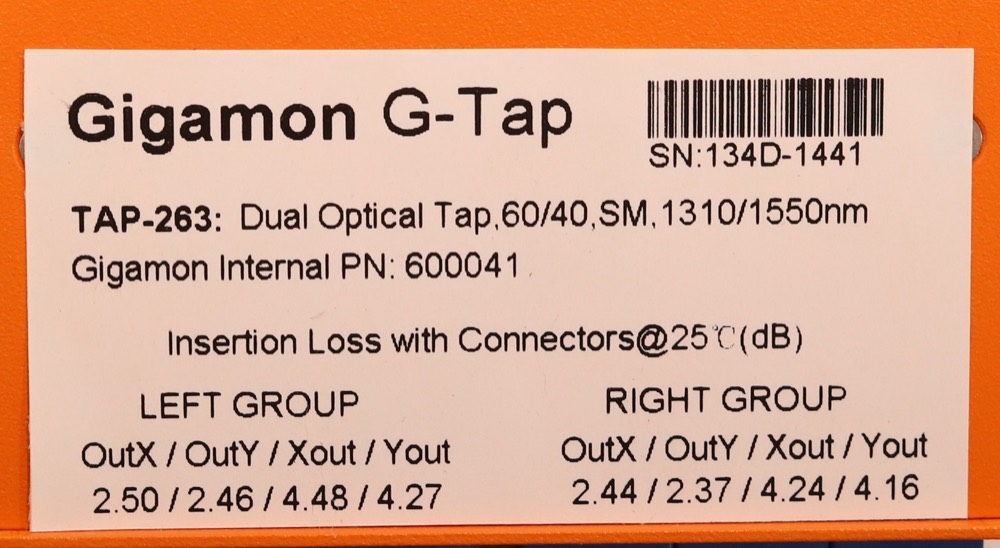 Компонент Gigamon TAP-263 Singlemode 60/40 Dual-Optical Network Tap P/N: 600041 Open Box — фото 3