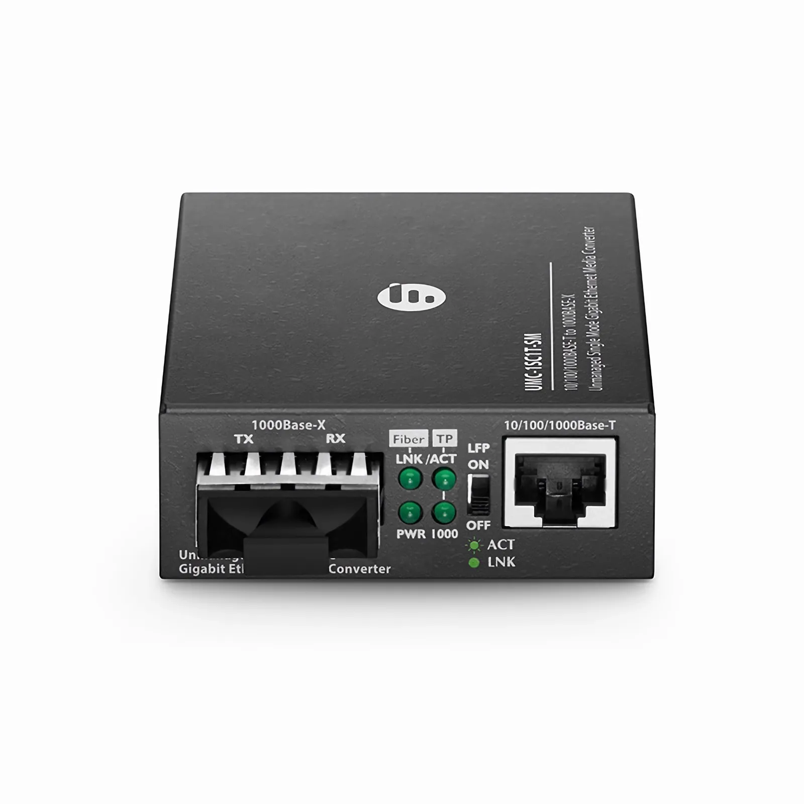 Неуправляемый медиаконвертер gigabit ethernet 1x 10/100/1000Base-T RJ45 в 1x 1000Base-X single mode SC 1310нм 10км, ви — фото 1