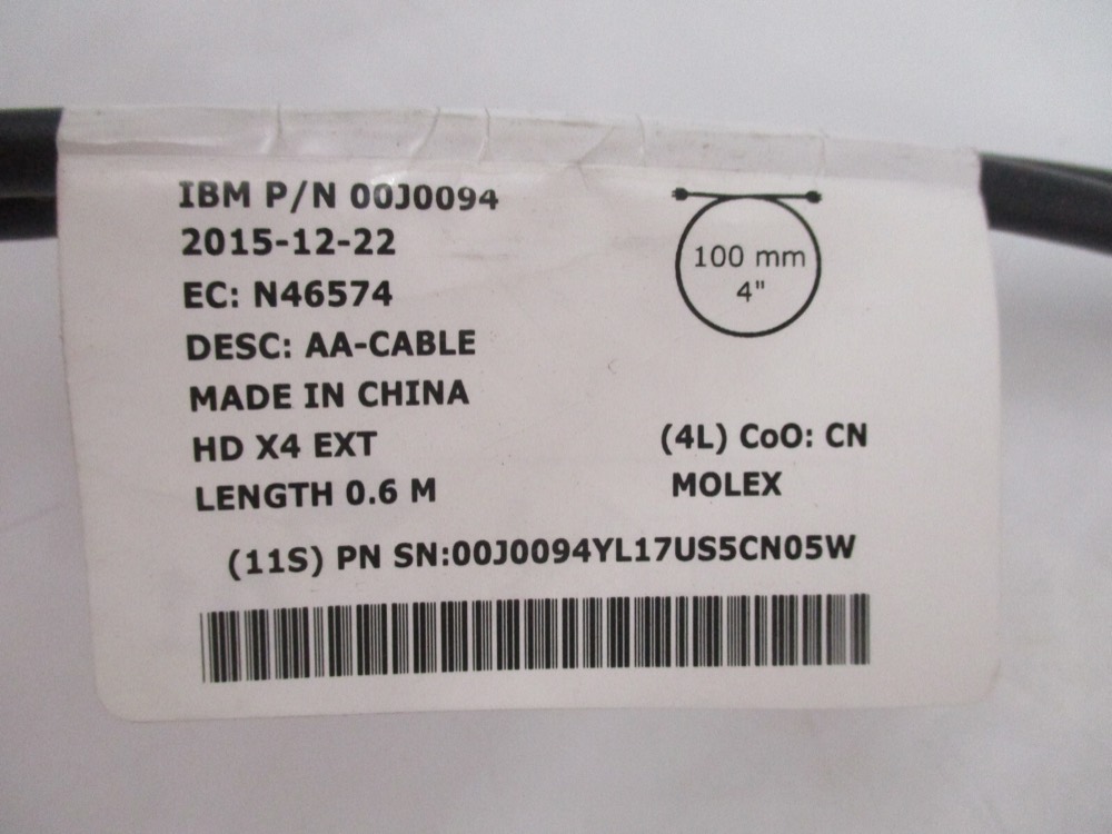 Кабель IBM Storwize V3700 Molex 100mm/4" 6Gb/s SAS Cable IBM PN: 00J0094 Tested Working — фото 3