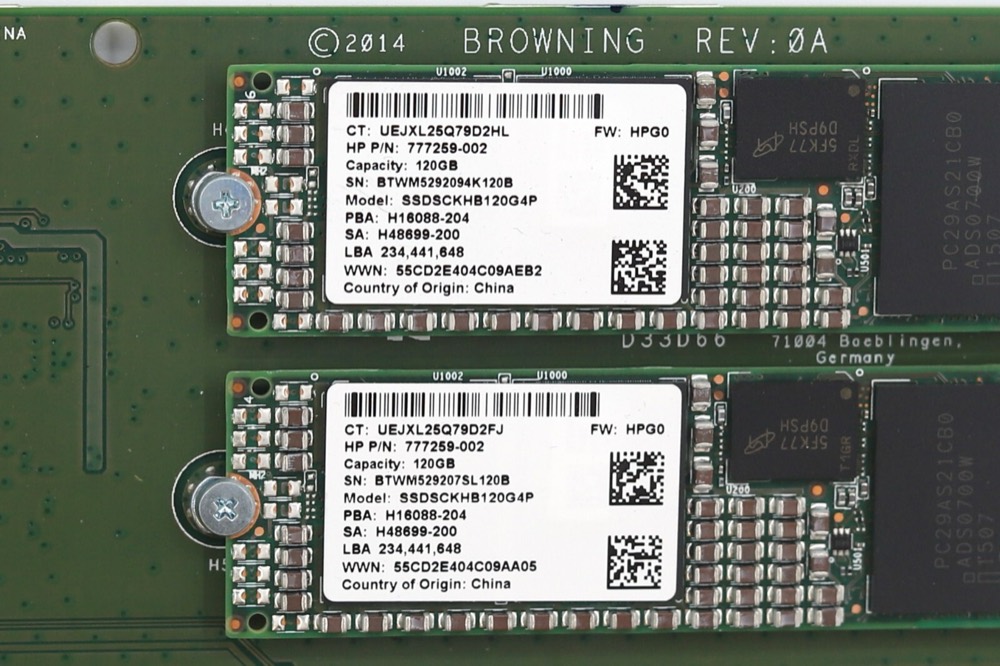 SSD-накопитель HP Dual M.2 SATA PCIe Storage Controller W/2x120GB SSD P/N:759505-001 777259-002 — фото 3