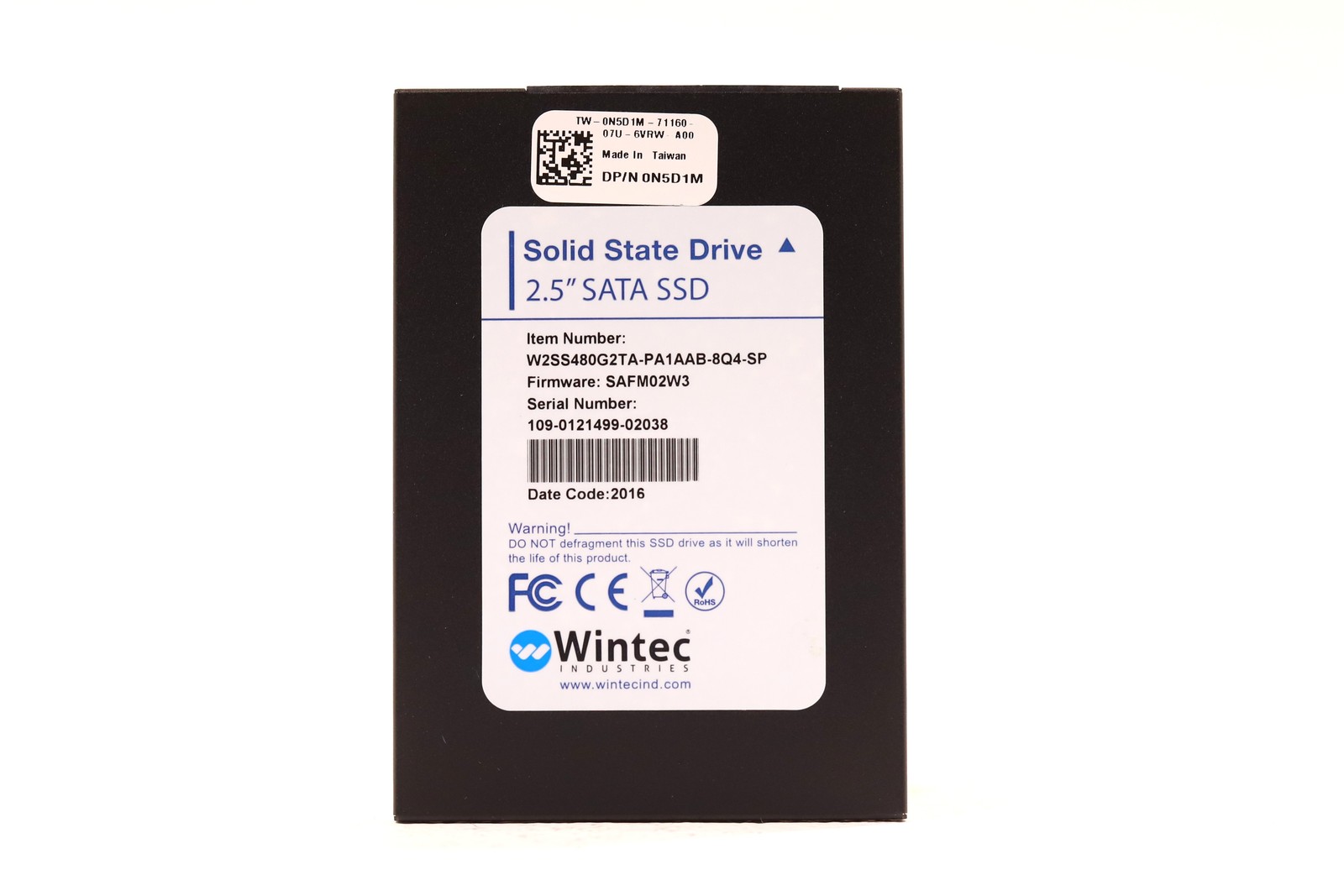 SSD-накопитель Dell W2SS480G2TA-PA1AAB-8Q4-SP 480GB 2.5" SATA III SSD Dell P/N: 0N5D1M Tested — фото 1