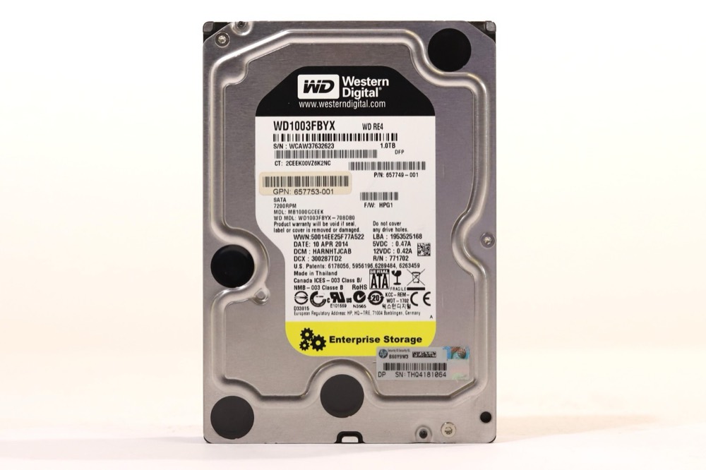Жёсткий диск HP WD1003FBYX-708DB0 1TB 3.5" 6Gb/s 7.2K RPM SATA Hard Drive P/N: 657749-001 — фото 1