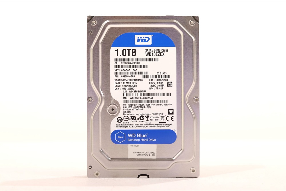 Жёсткий диск HP WD10EZEX-60M2NA0 1TB 3.5" 6Gb/s 64MB 7.2K RPM SATA Hard Drive P/N: 691790-003 — фото 1
