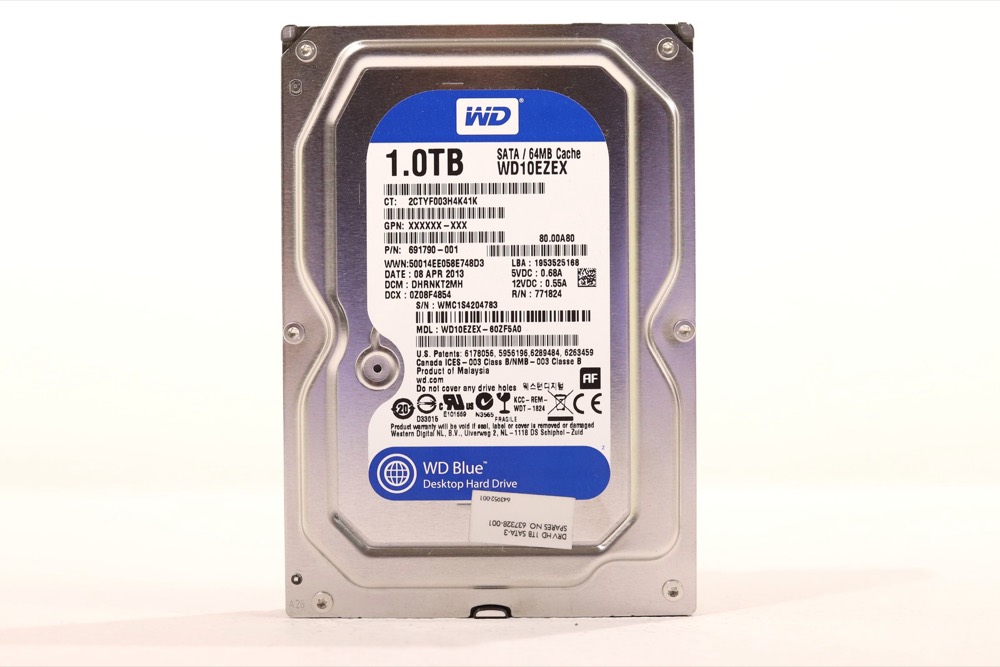 Жёсткий диск HP WD10EZEX-60ZF5A0 1TB 3.5" 6Gb/s 64MB 7.2K RPM SATA Hard Drive P/N: 691790-001 — фото 1
