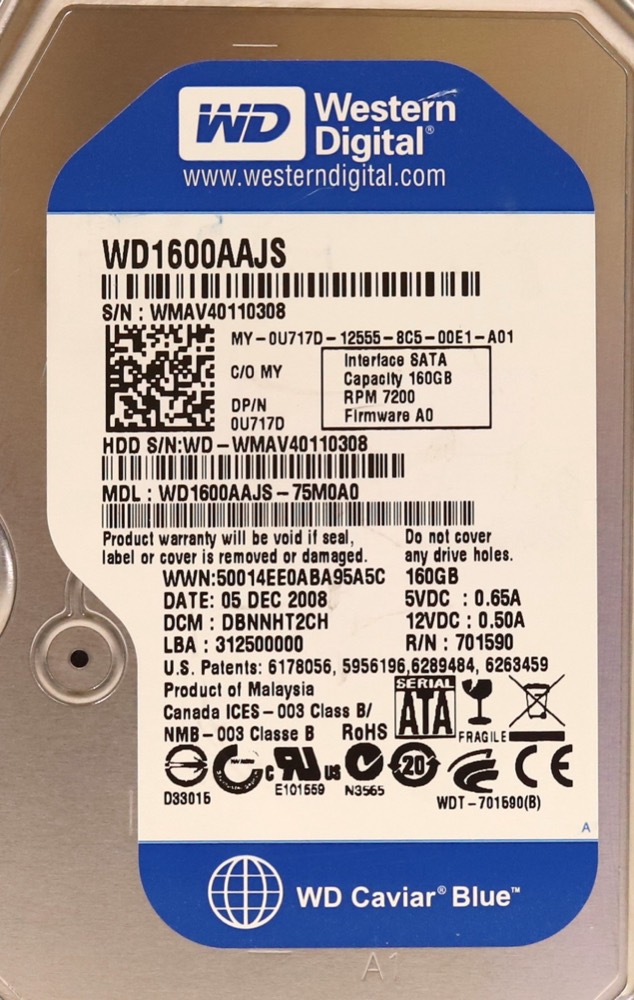 Жёсткий диск WD 160 ГБ SATA 3 Гбит/с 7,2K 8 МБ 3,5" Dell (0U717D) — фото 2