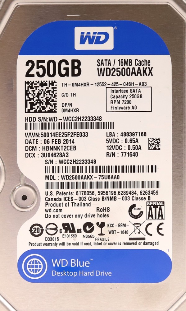 Жёсткий диск WD WD2500AAKX-75U6AA0 250GB 3.5" 6Gb/s 16MB 7.2K RPM SATA HDD Dell P/N: 0M4HXR — фото 2