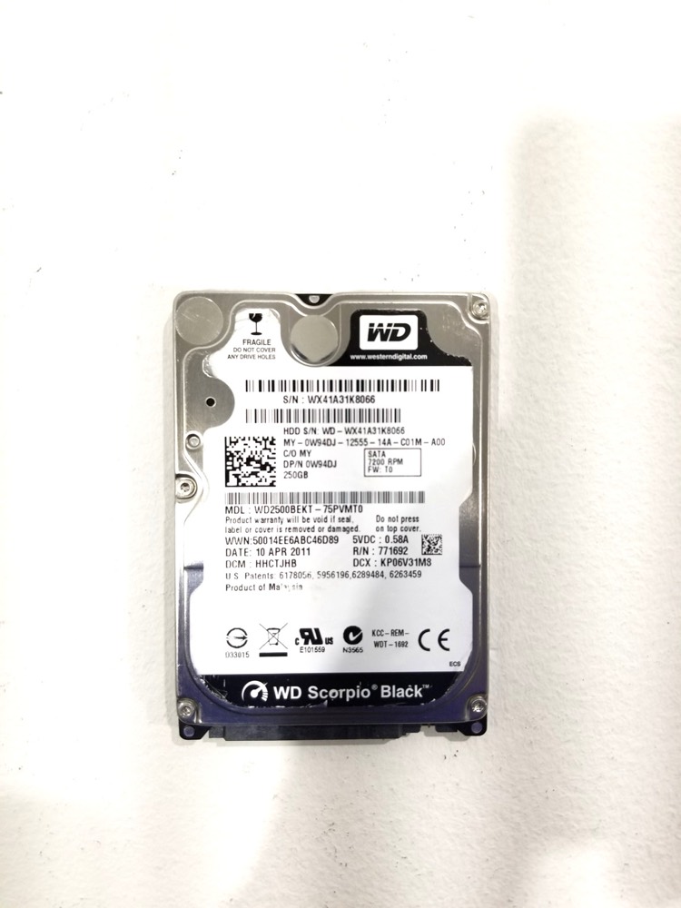 Жёсткий диск Dell WD2500BEKT-75PVMTO 250 GB 2.5" 3Gb/s 16MB 7.2K RPM SATA HDD Dell P/N:0W94DJ — фото 1