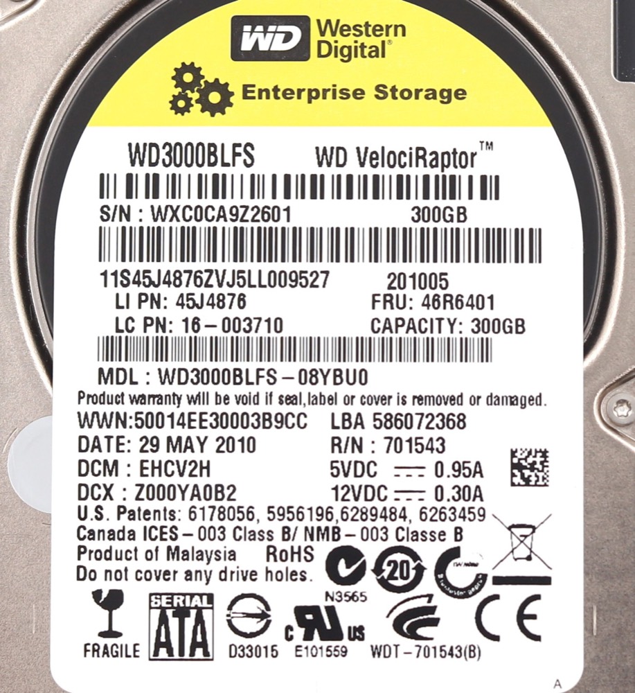 Жёсткий диск Western Digital WD3000BLFS 300GB 2.5" 10k RPM SATA Hard Drive P/N:46R6401 Tested — фото 2