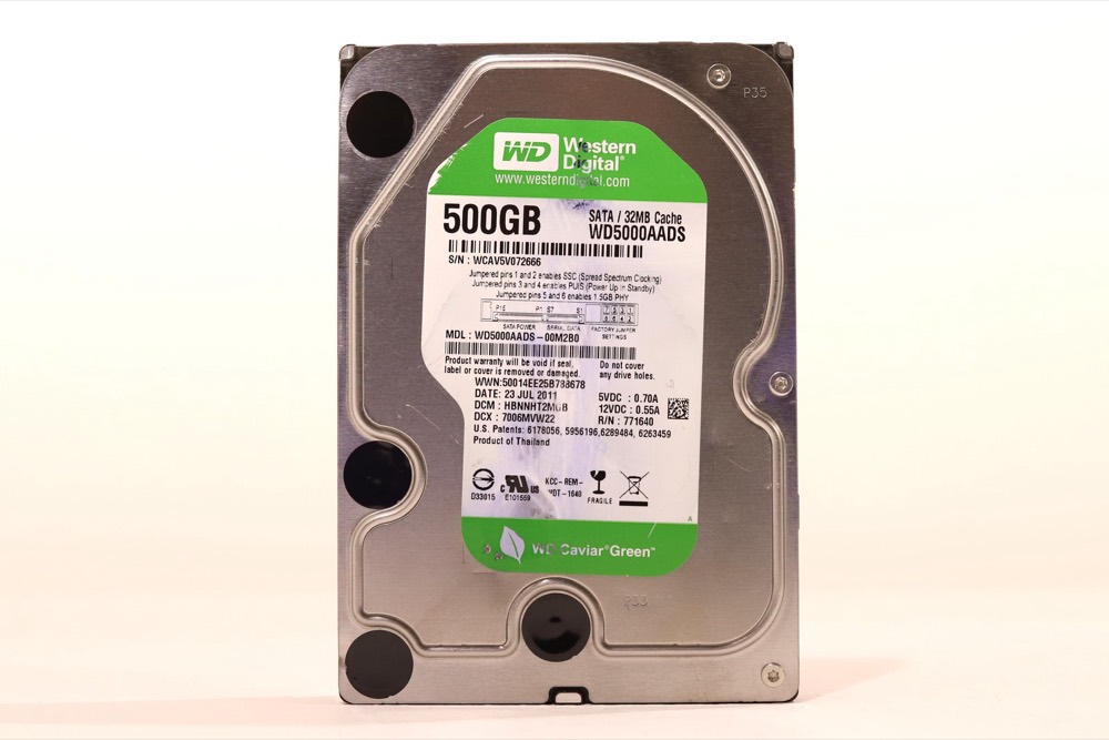 Жёсткий диск WD WD5000AADS-00M2B0 500GB 3.5" 3Gb/s 32MB 5.4K RPM SATA II HDD P/N: WD5000AADS — фото 1