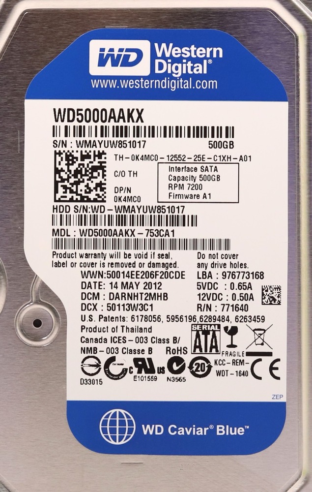 Жёсткий диск WD WD5000AAKX-753CA1 500GB 3.5" 16MB 6Gb/s 7.2K RPM SATA HDD Dell P/N: 0K4MC0 — фото 2
