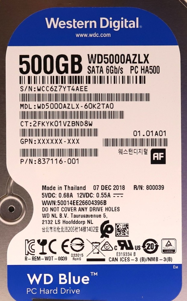 Жёсткий диск WD WD5000AZLX 500GB 3.5" 6Gb/s 32MB 7.2K RPM SATA HDD P/N: WD5000AZLX-60K2TA0 — фото 2