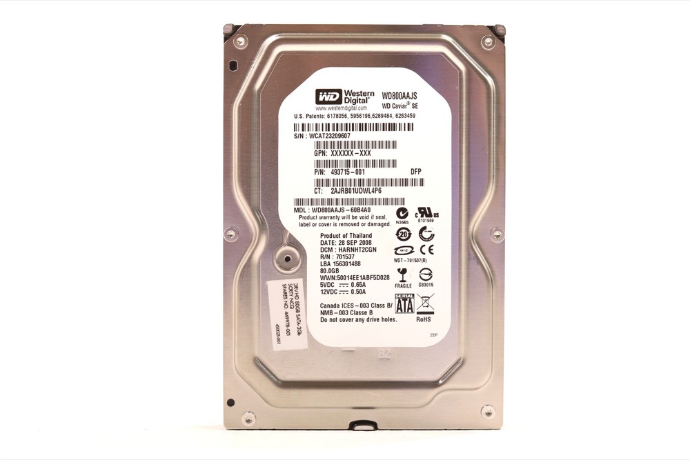 Жёсткий диск HP WD800AAJS 80GB 3.5" 3Gb/s 7.2K RPM SATA Hard Drive P/N: 449978-001 Tested — фото 1