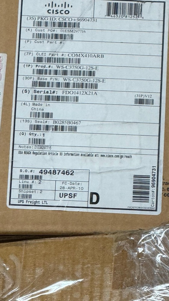 Коммутатор Cisco WS-C3750G-12S-E — фото 1