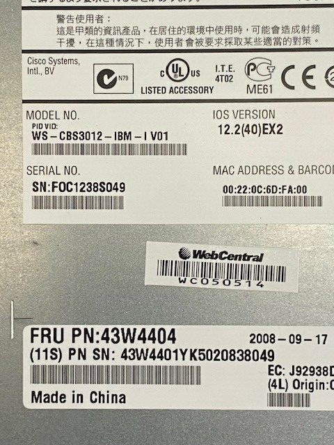 Модуль Cisco WS-CBS3012-IBM-I (43W4404) — фото 1