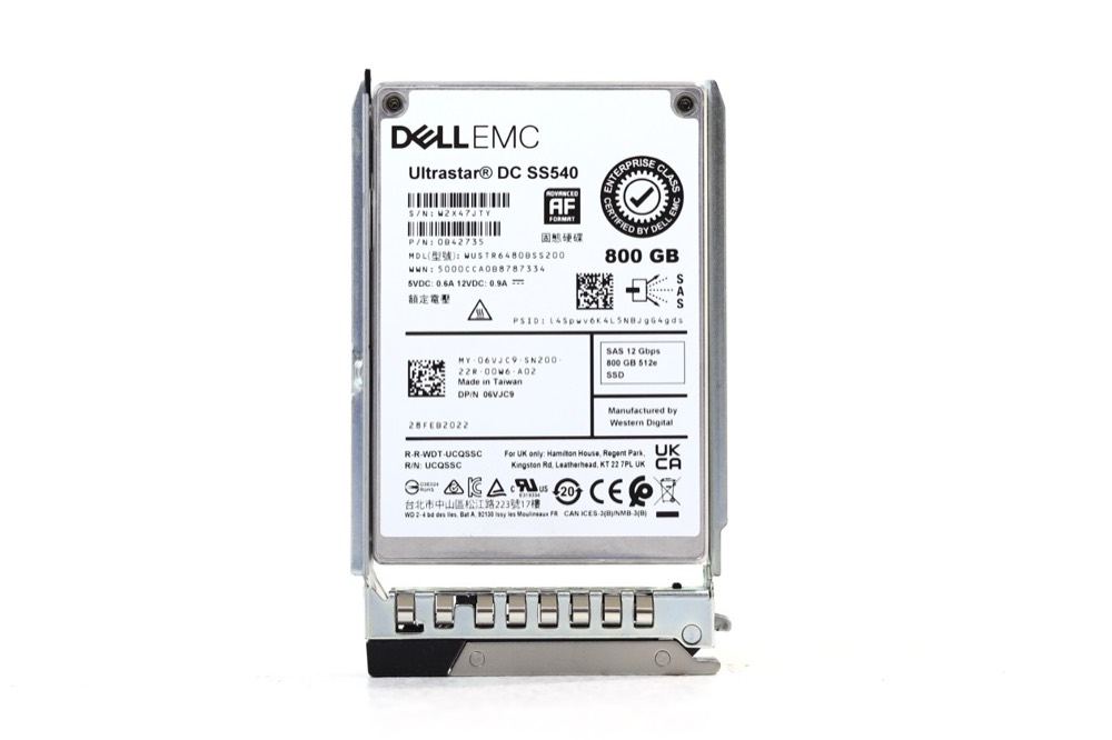 SSD-накопитель Dell WUSTR6480BSS200 DC SS540 800GB 2.5" 12Gb/s SAS SSD W/Caddy Dell P/N: 06VJC9 — фото 1