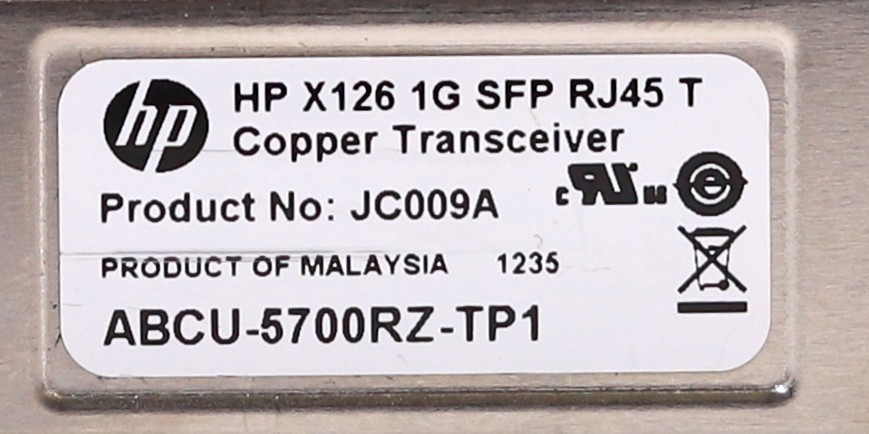 Трансивер HP X126 Gigabit SPF T Copper Transceiver Module P/N: ABCU-5700RZ-TP1 Tested — фото 2