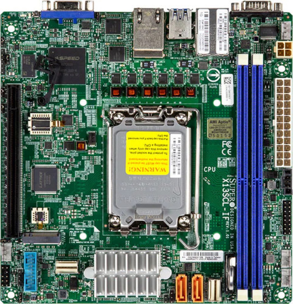 Материнская плата SuperMicro X13SCL-IF Motherboard - Mini-ITX,Catlow,UP,RPL-E Xeon E,LGA1700, C262 — фото 1