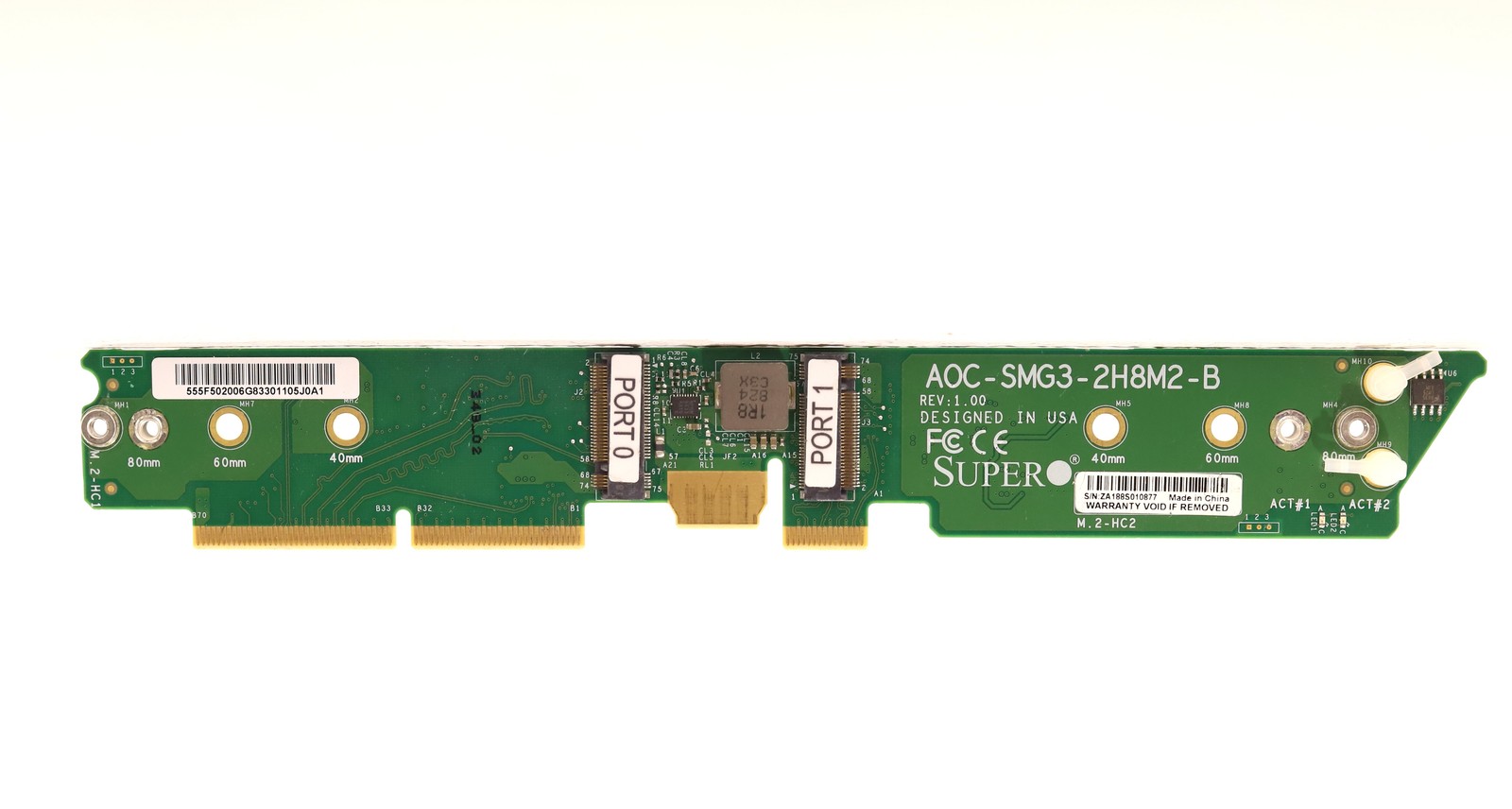 Кабель SSD Supermicro AOC-SMG3-2H8M2-B 2x Hybrid NVMe/SATA M.2 Carrier for Big Twin — фото 1