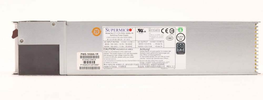 Блок питания Supermicro 1600W 1U Redundant Power Supply (PWS-1K68A-1R) — фото 3