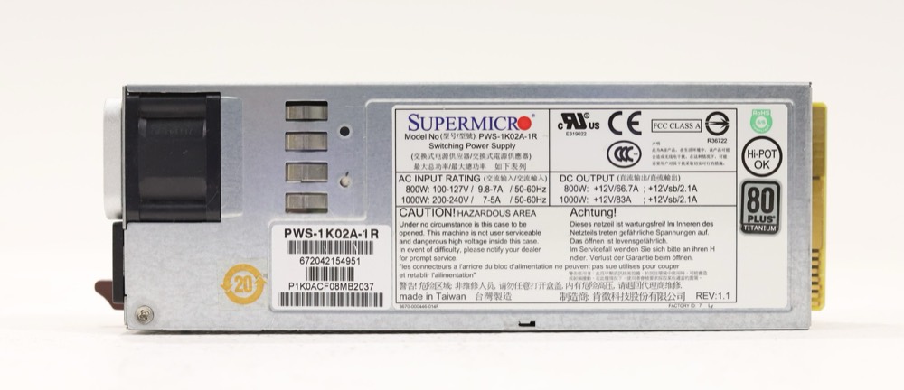 Блок питания Supermicro 1000W 1U Redundant Power Supply (PWS-1K02A-1R) — фото 2